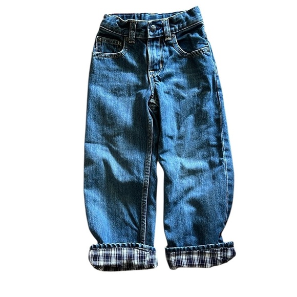 GAP Blue Relaxed Fit Jeans Plaid Lined 4T - Picture 1 of 6